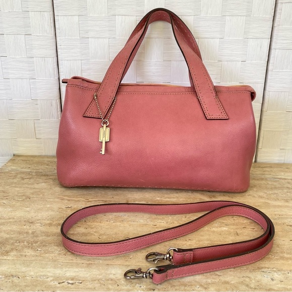 Fossil Handbags - Retro Fossil Purse Sedona Pink Saddle Leather Satchel Shoulder Bag ZB9095 Vtg